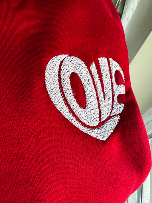 Embroider Heart Love Crewneck Sweatshirt